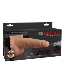 Fetish Fantasy Series 7.5 Inch Hollow Squirting Strap on With Balls