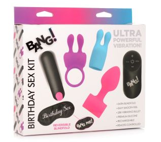 Birthday Sex Kit  C Ring, Plug, C Stim, Bullet and Blindfold