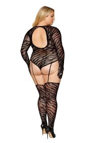 Teddy Bodystocking With Fingered Gloves  Queen Size